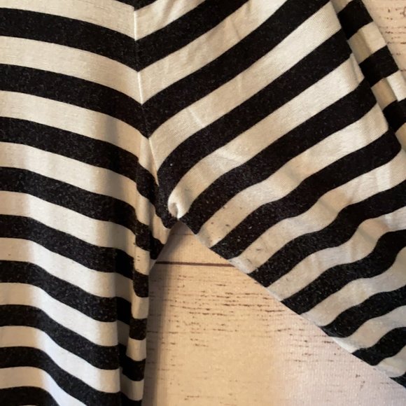 Old Navy Black White Stripe Jersey Knit Stretch Cotton Midi Dress with Pockets - Picture 11 of 12